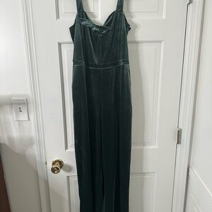 Abercrombie & Fitch Deep Green Velvet Jumpsuit